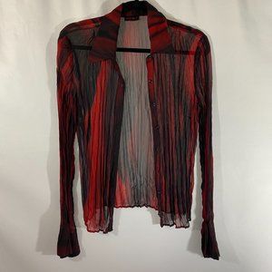 Heart Soul Sheer Red and Black Long Sleeve Blouse